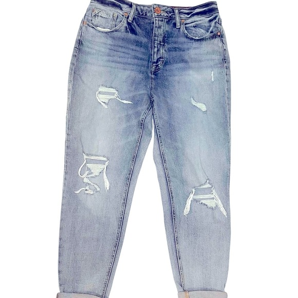 Edgely Maurice’s High Rise Mom Button Fly Distressed Jeans Women’s 12 Short - Picture 2 of 14